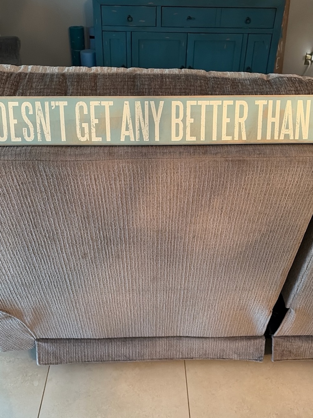 Primitives by Kathy Blue Wood Sign with White Lettering